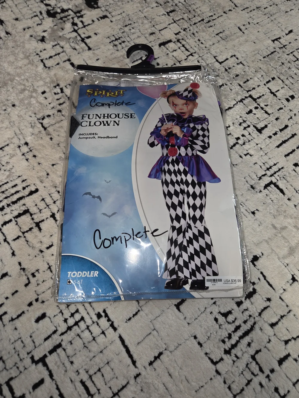 Funhouse Clown Toddler Costume - Black & White with Purple Accents